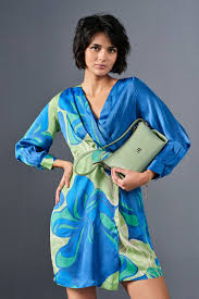 Azure Silk Wrap Dress
